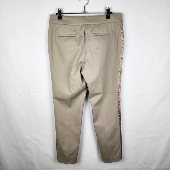 Ecru Tan Gramercy Tuxedo Pants with Satin Stripe Size 6 Modern Neutral Formal - Picture 3 of 7